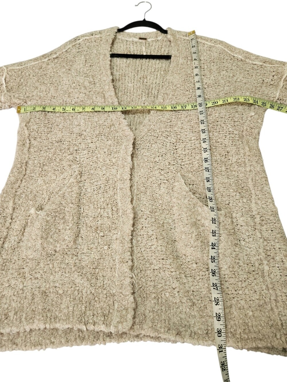 Free People Boucle Cardi Sweater Alpaca Blend S Beige Cozycore Cottagecore - Picture 13 of 15